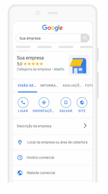 Sua empresa no google